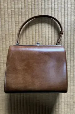 ブラウンレザー ハンドバッグ ボックス型