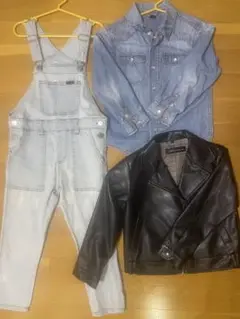 デニムオーバーオール・シャツ・ジャケットセット