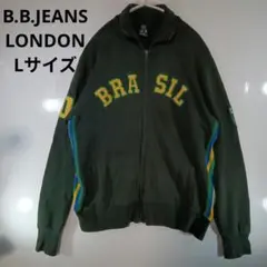 BRASIL パッチ付きLサイズ ジャージ オリーブグリーン