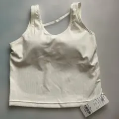 ホワイトリブ編みヨガブラトップ
