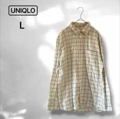 【ユニクロ】フランネルチェックシャツ 長袖 ボタンダウン シンプル 上品 L