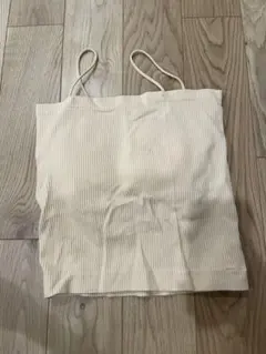 アイボリー リブ編み パット入キャミソール