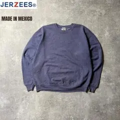 00s JERZEES メキシコ製 無地 Y2K ノームコア ネイビー ナス紺