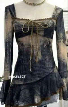 ♡新品✨y2k 姫ギャル ゴスロリ 平成ギャル フェアリーリボン付きチュニック