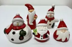 クリスマスの置物5点セット サンタクロース　スノーマン