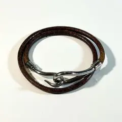 HERMES エルメス ジャンボブレスレット ブラウン レザー シルバー金具のサムネイル