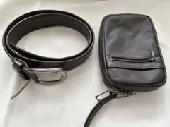未使用本革ボディバッグ ダークブラウン&ベルト