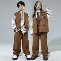 ユニセックス ブラウン カジュアルスーツ 子供用