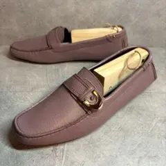 【BALLY】金具付きローファー/シボ革/ドライビングシューズ/ピンク/幅広2E