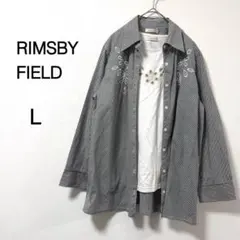 【RIMSBY FIELD】シャツ Tシャツ アンサンブル ストライプ 刺繍 L