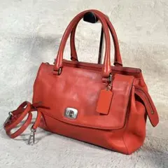 Coach38388ドリフターレザー&スエードターンロック2WAYハンドバッグ 