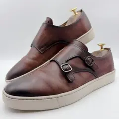 Santoni サントーニ 本革 ダブルモンク スニーカー スリッポン ブラウンのサムネイル