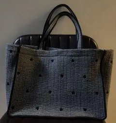 くまごろう様専用　ヌビ　トートバッグ　グレー×黒ハート　肩かけ可能