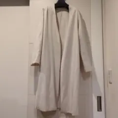 アイボリー ロングコート ノーカラー