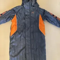 PUMA フード付きベンチコート ネイビー/オレンジ