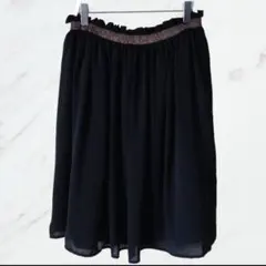 SHOO-LA-RUE シューラルー シフォンスカート ブラック ひざ丈 フレアのサムネイル