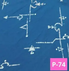 P-74 青 不思議な柄 着物 はぎれ 正絹 ちりめん 生地 素材 リメイク