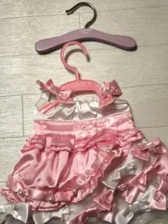 マザーガーデン うさもも等のドール用ピンクと白のリボンたくさんドレス