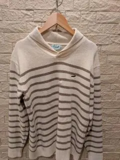 アイボリーとブラウンのストライプセーター