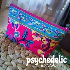 未使用 サイケデリック ネオンカラー ポーチ コスメポーチ バッグ 小物入れ