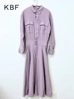 KBF ケービーエフ ドッキングフレアワンピース パープル マキシ丈 レーヨン
