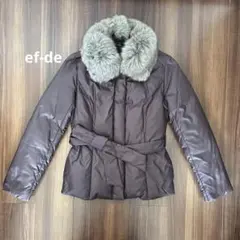 【格安！美品】ef-deエフデ　ショートダウンコート　ボルドー　★ファー付のサムネイル
