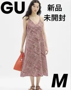 新品GU キャミワンピース Mサイズ 赤系パターン