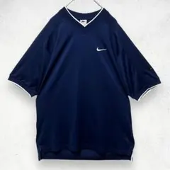 NIKE ナイキ メッシュTシャツ M ネイビー 銀タグ 刺繍 ゲームシャツ