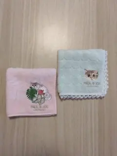 ★PAUL & JOE★猫刺繍 タオルハンカチ 2枚セット