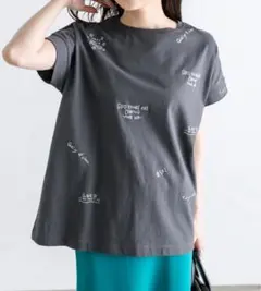 美品　ピュアルセシン　手書き風ロゴ刺繍Tシャツのサムネイル