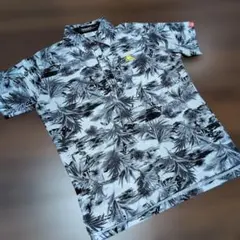 【美品】ルコックスポルティフ ゴルフ 半袖ポロシャツ 総柄 アロハ柄 Mのサムネイル