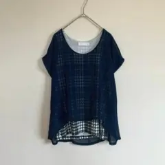 セシルマクビー［M］美品◎大人クール◎アシメ裾◎レイヤードシアーチェックブラウスのサムネイル