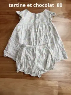 値下げ⭐︎tartine et chocolat 花柄セットアップ　80センチ