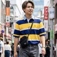 POLO RALPHLAUREN ポロシャツ M 90年代 ボーダーラガーシャツ