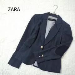 ザラベーシック テーラードジャケット M ラムズウール ヘリンボーン ネイビー