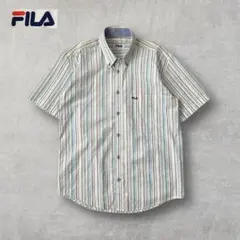 FILA マルチストライプ ボタンダウン 半袖シャツ アメカジ スポーティー