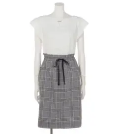 リランドチュール　ドッキング半袖ワンピース サイズ1 ホワイト/グレー