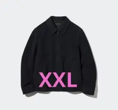 【期間限定価格】シングルカラーショートブルゾン XXLネイビー