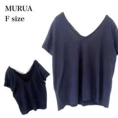 ムルーア/Tシャツ/バッククロス/Vネック/半袖/F/ネイビー/カジュアルのサムネイル