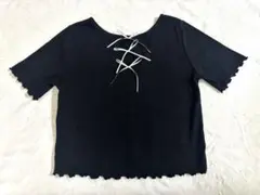 NICE CLAUP レースリボン半袖Tシャツ