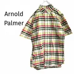 アーノルドパーマー/半袖チェックシャツ ボタンダウン マルチカラー ワンポイント