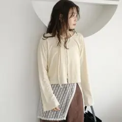 kastane カットリブ紐カーディガン