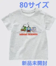 【80サイズ】ユニクロ　機関車　トーマス　 Tシャツ グレー