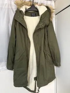 CONFIRM オリーブグリーン ファー付きモッズコート