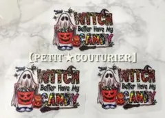 No.7492　ハロウィン柄のワッペン　アイロン接着　おばけ　ゴースト　シート