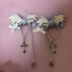 サブカル系地雷系ヘアクリップ　水色