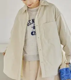 中綿シャツジャケット　オフホワイト ［プチサイズ]