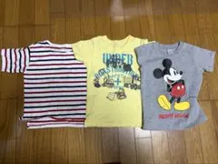 ミッキーマウス Tシャツ 3点セット　ボーダー　働く車　半袖シャツ　110cm