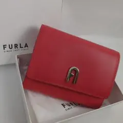 【美品】FURLA フルラ Fロゴ 二つ折り 財布 ジップ