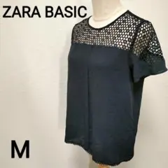 【ZARA BASIC】レースシアートップス　フェミニン　M　1604